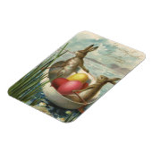 ヴィンテージのボートのバンニー、愛するイースターの挨拶 マグネット (左側)