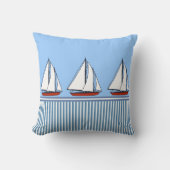 ヴィンテージのボートの航海のでストライプなクッションの枕 クッション (正面)