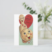 ヴィンテージのボーリングをするバレンタイン シーズンポストカード (スタンド正面)