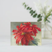 ヴィンテージのポインセチアのクリスマス シーズンポストカード (スタンド正面)