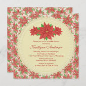 ヴィンテージのポインセチアの冬のブライダルシャワーの招待状 招待状 (正面/裏面)