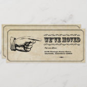 ヴィンテージのポインターの移動発表 招待状 (正面/裏面)