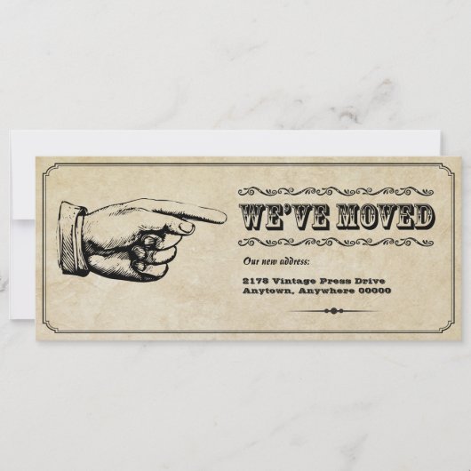 ヴィンテージのポインターの移動発表 招待状 (正面)