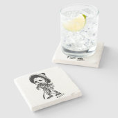 ヴィンテージのポザーダのパーソナライズな骨組Calavera ストーンコースター (横)