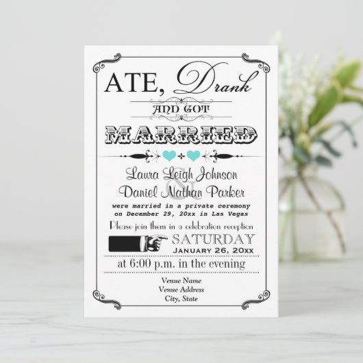 ヴィンテージのポスターおよび黒板の結婚式招待状3 招待状 (スタンド正面)