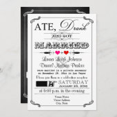 ヴィンテージのポスターおよび黒板の結婚式招待状4 招待状 (正面/裏面)