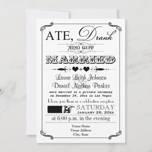 ヴィンテージのポスターおよび黒板の結婚式招待状9 招待状 (正面)