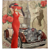 ヴィンテージのポスターのロンドンは新聞の背景を破った。 シャワーカーテン (正面)