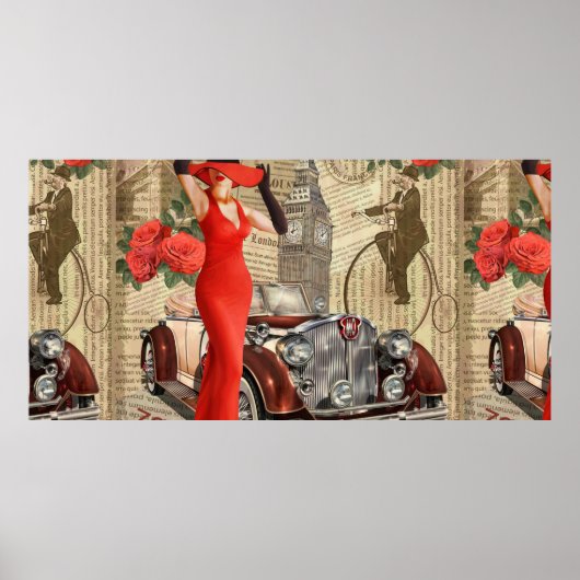 ヴィンテージのポスターのロンドンは新聞の背景を破った。 ポスター (正面)