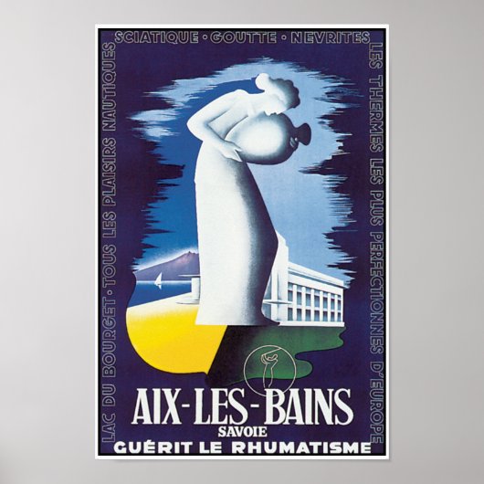 ヴィンテージのポスターアート: Aix-Les-Bains Healing Waters ポスター (正面)