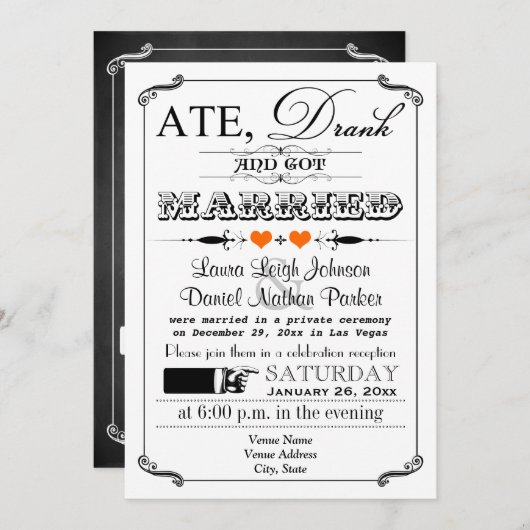 ヴィンテージのポスター及び黒板の結婚式招待状10 招待状 (正面/裏面)