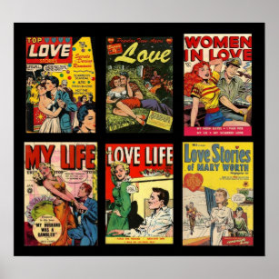 ヴィンテージのポスター漫画ブックがラブストーリーをカバー ポスター