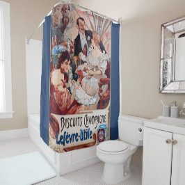 ヴィンテージのポスター、アールヌーボー、シャンパン、レディエレガントー シャワーカーテン