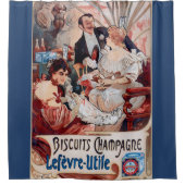 ヴィンテージのポスター、アールヌーボー、シャンパン、レディエレガントー シャワーカーテン (正面)