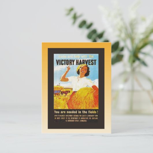 ヴィンテージのポスター、第二次世界大戦、ビクトリー・ハーベスト ポストカード (スタンド正面)