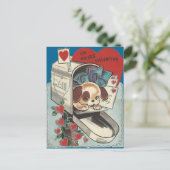 ヴィンテージのポストの小犬のバレンタイン シーズンポストカード (スタンド正面)