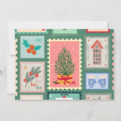 ヴィンテージのポストカード/スタンプをテーマにした写真のホリデーカード シーズンカード (裏面)