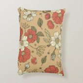 ヴィンテージのポピーとデイジーの花のシームレスなガーデンパット アクセントクッション (裏面(縦))
