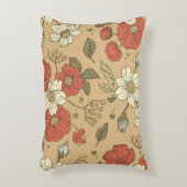 ヴィンテージのポピーとデイジーの花のシームレスなガーデンパット アクセントクッション (正面(垂直))