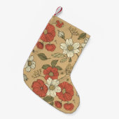 ヴィンテージのポピーとデイジーの花のシームレスなガーデンパット スモールクリスマスストッキング (正面 (吊り時))