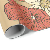 ヴィンテージのポピーとデイジーの花のシームレスなガーデンパット ラッピングペーパー (ロールコーナー)