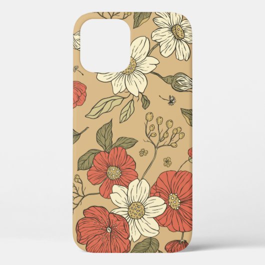 ヴィンテージのポピーとデイジーの花のシームレスなガーデンパット Case-Mate iPhoneケース (裏面)