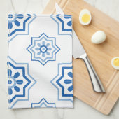 ヴィンテージのポルトガル人のAzulejoのタイルパターン キッチンタオル (四つ折り)