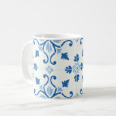 ヴィンテージのポルトガル人のAzulejoのタイルパターン コーヒーマグカップ (正面左)