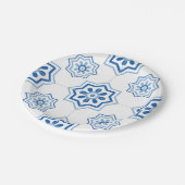 ヴィンテージのポルトガル人のAzulejoの青いタイルパターン ペーパープレート (アングル)
