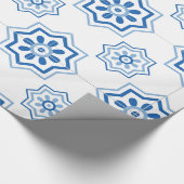 ヴィンテージのポルトガル人のAzulejoの青いタイルパターン ラッピングペーパー (コーナー)