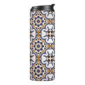 ヴィンテージのポルトガル人のAzulejoの青く黄色いパターン タンブラー (回転左)