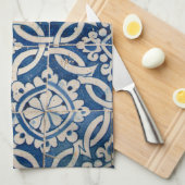 ヴィンテージのポルトガル人のazulejo キッチンタオル (四つ折り)