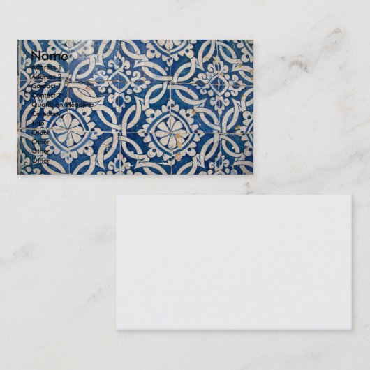 ヴィンテージのポルトガル人のazulejo 名刺 (正面/裏面)