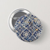 ヴィンテージのポルトガル語Azulejo 缶バッジ (正面&裏面)