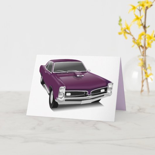 ヴィンテージのポンティアクのgtoの挨拶状 カード (黄色い花)