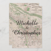 ヴィンテージのポートランド素朴なオレゴン結婚式招待状 招待状 (正面/裏面)