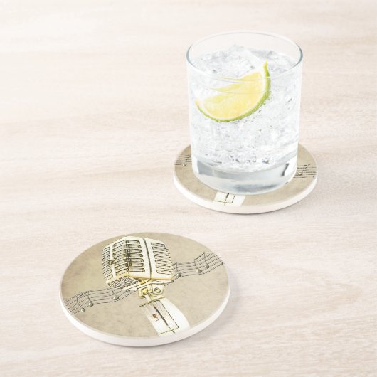 ヴィンテージのマイクロフォンのデザインのコースター コースター (側面)