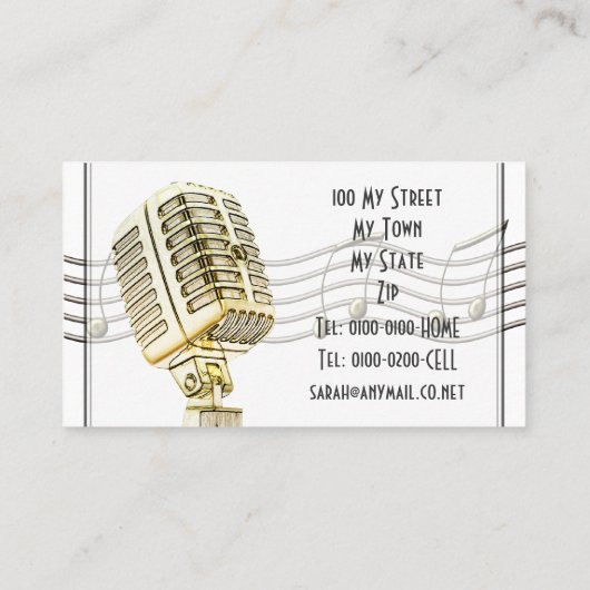 ヴィンテージのマイクロフォンのデザインの名刺 名刺 (裏面)