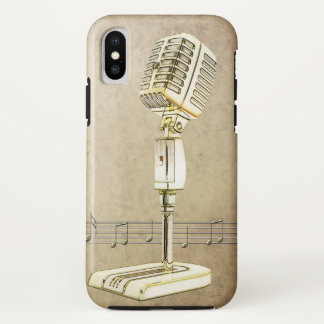 ヴィンテージのマイクロフォンのデザイン iPhone X ケース