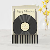 ヴィンテージのマイクロフォンのレコードのパーソナライズなカード カード (黄色い花)