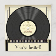 ヴィンテージのマイクロフォンのレコードのパーティの招待状