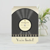 ヴィンテージのマイクロフォンのレコードのパーティの招待状 招待状 (スタンド正面)