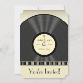 ヴィンテージのマイクロフォンのレコードのパーティの招待状 招待状 (正面)