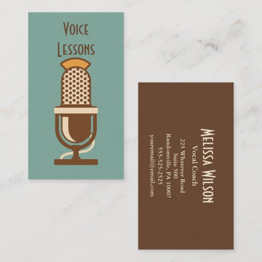 ヴィンテージのマイクロフォンのレトロのスタイルの名刺 名刺 (正面/裏面)