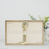 ヴィンテージのマイクロフォンのNotepaper 便箋 (スタンド正面)