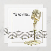 ヴィンテージのマイクロフォン音楽 招待状 (正面/裏面)