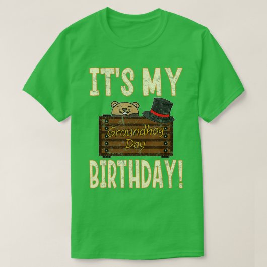 ヴィンテージのマイグラウンドホッグの日生まれ誕生日オンFebr Tシャツ (デザイン正面)