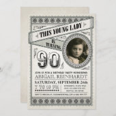 ヴィンテージのマイル標石の誕生日の招待状あなたの写真 招待状 (正面/裏面)