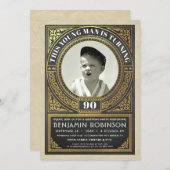 ヴィンテージのマイル標石の誕生日の招待状あなたの写真 招待状 (正面/裏面)