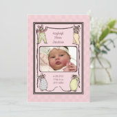 ヴィンテージのマウスの女の赤ちゃんの誕生の発表の写真 案内状 (スタンド正面)